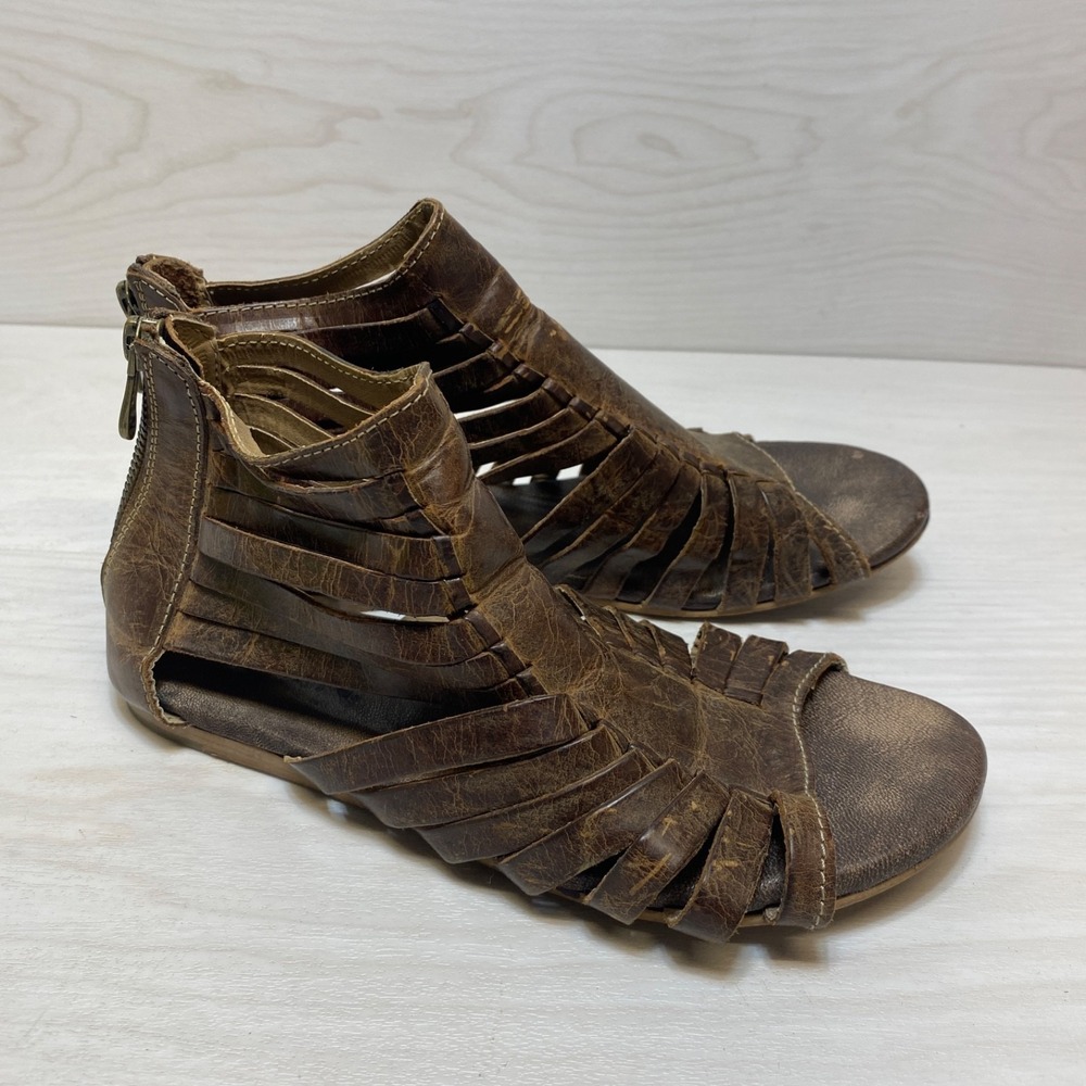 Roan‎ Womens Pearl Brown Solid Flat Gladiators Sandals size 6 Leather Strappy